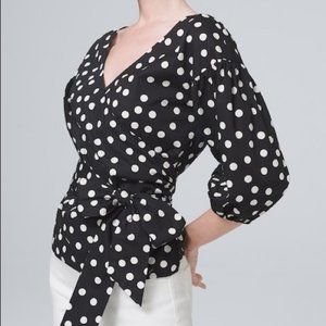 THRDUP- NWT WHBM 💕 Polka Dot Wrap Blouse